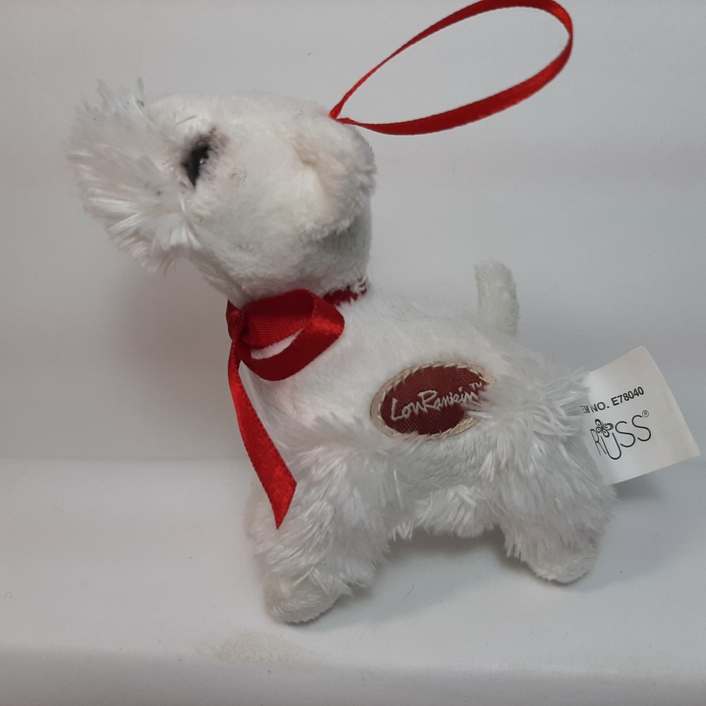 Lou Rankin Snowflake Plush White Westie Terrier Dog Plush Christmas Ornament 4"